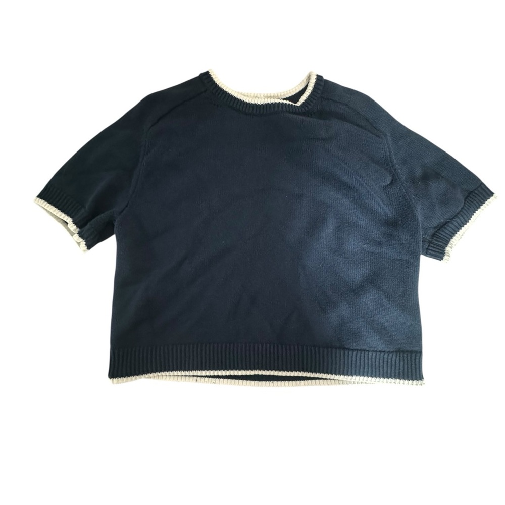 Abercrombie & Fitch Navy and Cream Crew Neck Sweater